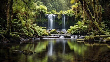 Poster - Tranquil Waterfall in Lush Rainforest