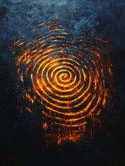 Poster - Spiraling Fingerprint in Fiery Orange Texture