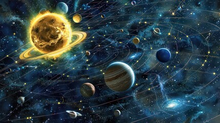 Wall Mural - Cosmic Dance of Planets