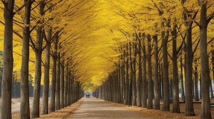 Canvas Print - Golden Ginkgo Avenue