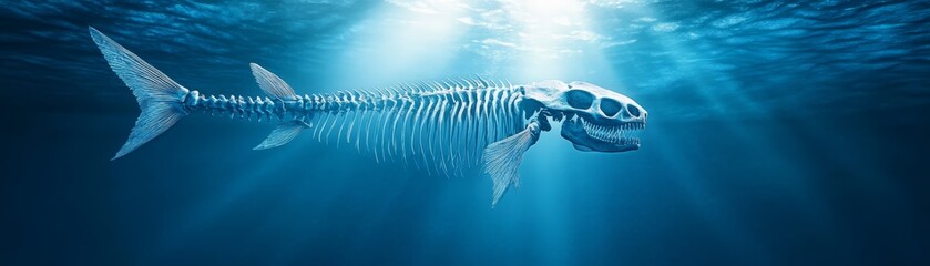 Wall Mural - Underwater Fish Skeleton Illustration