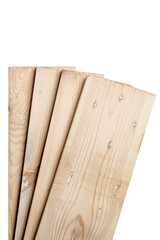 Poster - Four pieces of wood are stacked on top of each other isolated over a white background