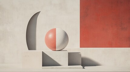 Fototapete - Minimalist composition with simple geometric forms