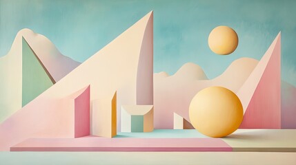 Wall Mural - Pastel-colored geometric shapes