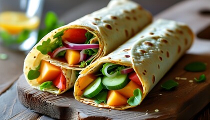 Wall Mural - Nourishing on-the-go wrap bursting with protein and fiber for a satisfying, healthy snack