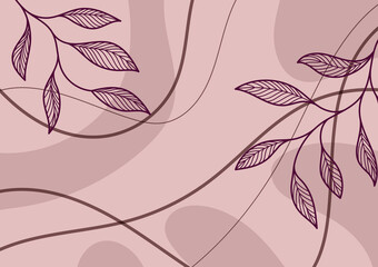 Graphic brow line leaf art decoration background