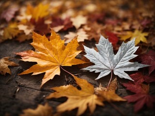 Poster - autumn season concept, 3 maple leaf background