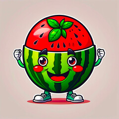 Watermelon mascot cartoon character 