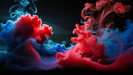 swirling red and blue smoke clouds background