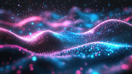 Wall Mural - Abstract Blue and Pink Light Waves