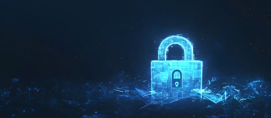 Poster - A glowing blue lock icon, set against a cyber security background