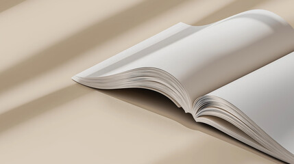 Poster - Open book is lying on beige background with window shadows