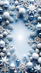 Sticker - blue christmas background with snowflakes