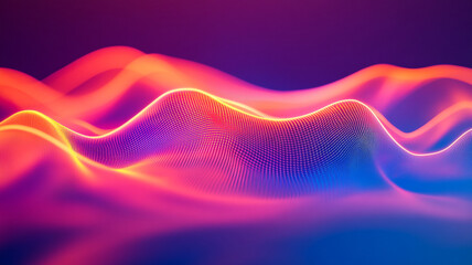 Colorful abstract wave patterns representing sound frequencies in a digital landscape