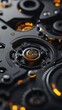 © Big - Deconstructed Futuristic Timepiece: Intricate Gears and Springs Symbolize Time's Flow from Past to Future. High-Precision Watch Components Scattered on Dark Background, Illustrating Technological Evo