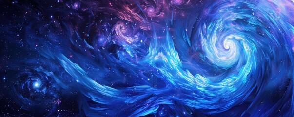 Wall Mural - Galaxy scene of vibrant planet inside outer space orbit with vividness of light from nebula or star. Universe scenery with various celestial object of cosmos perfect for astronomy background. AIG61.