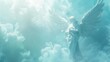 © AliaWindi - Minimalist Background: Beautiful Religious Portrait of a Guardian Angel in Paradise