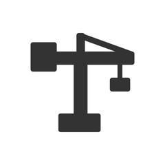 Poster -  Silhouette of a Construction Crane Icon. black silhouette icon representing a construction crane, symbolizing building and industrial development. Ideal for engineering or construction-related design