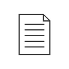 Poster -  Document Icon with Black Outlined Paper. Simple black outline of a paper document icon with lines representing text, showcasing minimalist design suitable for digital applications.