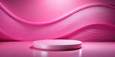 Wall Mural - Platform floating on abstract pink curved lines background, platform, abstract, pink, curved, lines, background