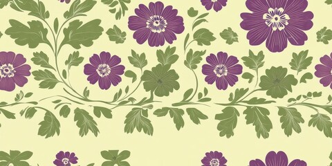 Poster - Violet pattern on pale olive green pastel background, viewed from above.