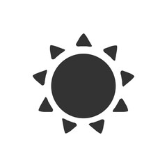 Poster -  Black Sun Icon for Weather or Climate Design. black sun icon suitable for representing weather, climate, or summertime themes in graphics and web design.