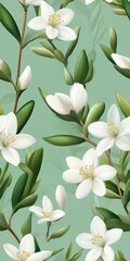 Poster - Tuberose pattern on light mint pastel background, top down view