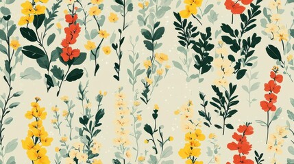 Poster - Snapdragon pattern on pale olive pastel background, viewed from above brings a sense of calm and serenity.