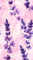 Poster - Salvia pattern on soft rose pastel background, viewed from above.