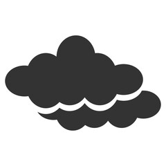 Poster - Dark Cloud Silhouette Icon Symbolizing Overcast Weather. A simple dark cloud silhouette icon representing overcast weather, suitable for weather forecasts, apps, or design projects.