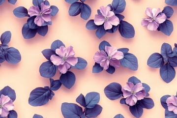 Poster - Heliotrope pattern on light rose pastel background, top down view of a mesmerizing floral display.