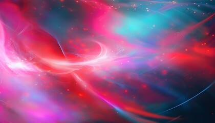 Wall Mural - Vibrant Abstract Swirls of Pink, Red, Blue, and Purple in a Dreamy Ethereal Digital Landscape