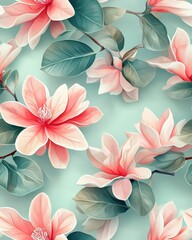 Poster - Bouvardia pattern on light mint green pastel background, top down view