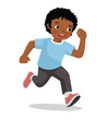 © Tenstudio - Cute little African boy running jogging on the road