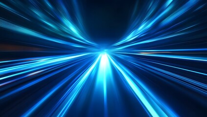 Fototapete - Abstract blue light speed lines background with a blur effect, a futuristic technology concept