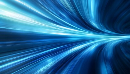 Abstract blue light speed lines background with a blur effect, a futuristic technology concept