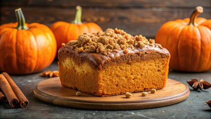 Wall Mural - Pumpkin spice cake topped with streusel, perfect for fall, pumpkin, spice, cake, streusel, dessert, autumn, seasonal, delicious