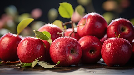 Canvas Print - Red Apples with Water Drops