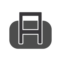Poster - Minimalist Chair Icon in Black and White Design. Sleek and modern black and white minimalist chair icon. Ideal for user interface design, apps, and web development.
