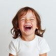 © CanvasVoyager - a child laughing uncontrollably, their eyes squeezed shut and mouth wide open, radiating pure, unbridled joy and carefree innocence