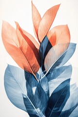 Canvas Print - Abstract botanical art featuring colorful leaves in a modern design