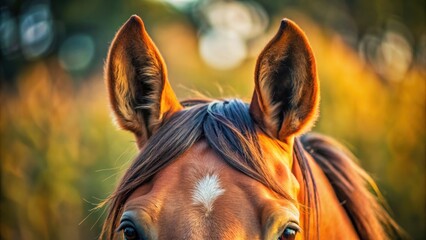 close-up of horse ears showing concentration and focus, equestrian, horse, sports, close-up, ears, a