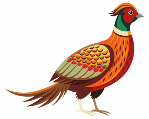 Sticker - Common pheasant bird vector art illustration