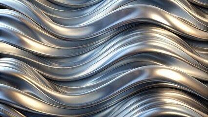 Wall Mural - Luxurious abstract background of liquid silver with flowing waves and shiny metallic texture, luxury, abstract, background