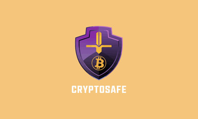 CryptoSafe logo with shield, sword, and Bitcoin symbol