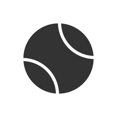 Poster - Tennis Ball Icon in Black and White Design.  minimalist icon of a tennis ball, showcasing a simple and modern design. Perfect for sports-related graphics and digital applications.