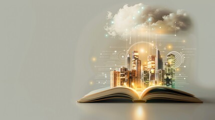 Poster - Cityscape Emerging from a Book