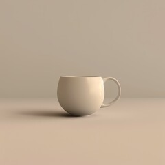 Wall Mural - A White Ceramic Mug with a Rounded Body and a Single Handle