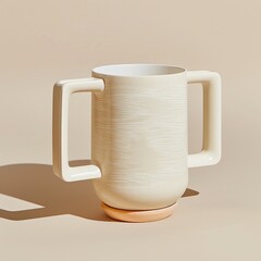 Poster - White Ceramic Mug with Two Handles and Copper Base