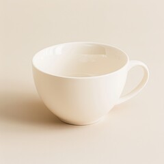 Poster - A White Porcelain Teacup with a Rounded Handle